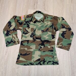 Vintage American Apparel Military Woodland Camo BDU Ripstop‎ Jacket XS Short USA